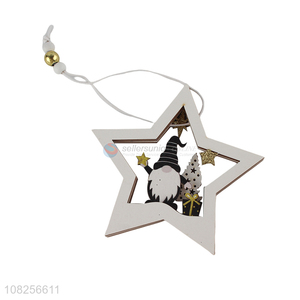 Yiwu direct sale creative wood carving christmas pendant