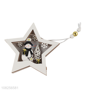 Yiwu market pentagram wooden pendant for christmas party