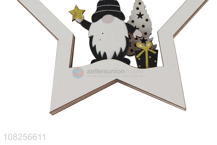 Yiwu direct sale creative wood carving christmas pendant
