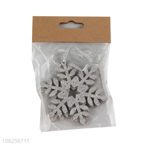 Yiwu market silver wooden snowflake for christmas