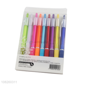 Factory wholesale 9 pieces retractable ballpoint pens student supplies