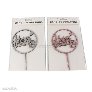 Online wholesale round multicolor happy birthday cake topper