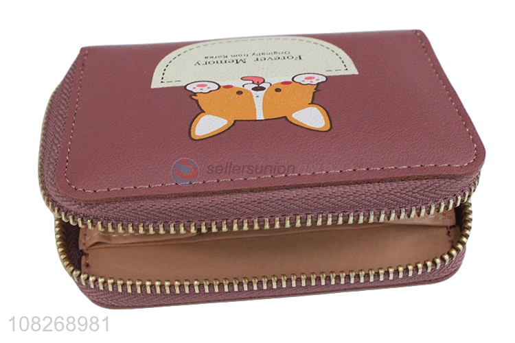 Good quality small wallet cartoon animal pu leather clutch wallet