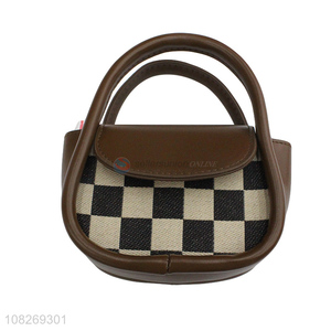 Wholesale fashion mini pu leather checkerboard handbag small women bags