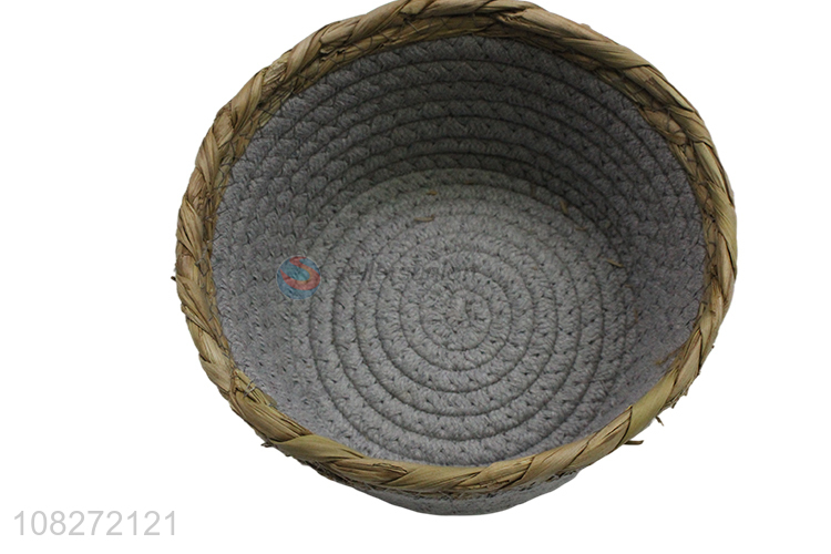 Factory supply small woven straw basket woven rope storage container