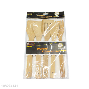 Hot selling durable heat resistant non-stick bamboo kitchen utensil set