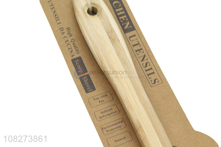 Online wholesale long handle non-stick bamboo cooking spoon for kitchen