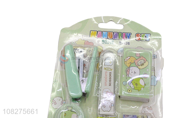 Best Selling Cute Scissors Stapler Tape 5 In 1 Stationery Set