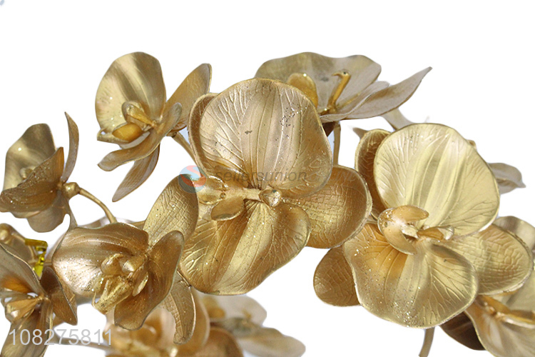 Hot selling artificial flowers fake golden orchid room table centerpieces