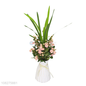 Best product fake flowers artificial flowers with ceramic vase for decor