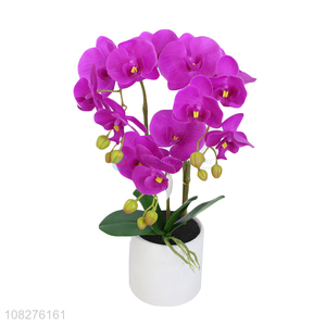 New arrival realistic orchid flowers fake plastic flowers in ceramic pot