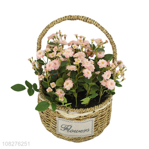 Best selling lifelike artificial flowers with rattan basket for decoration