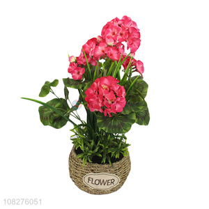 Wholesale artificial flowers realistic begonia in basket for room decoration