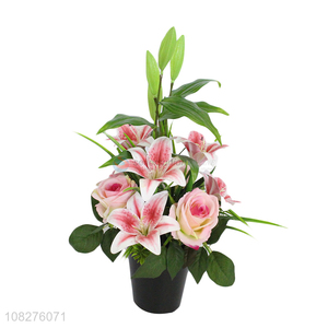 Good price realistic artificial potted flowers for indoor outdoor decoration