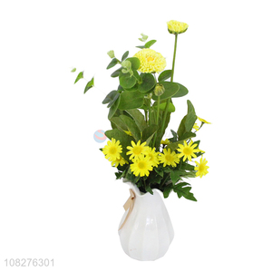 High quality artificial chrysanthemum fake flowers in pot for centerpieces