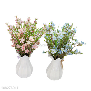 Hot selling artificial flowers fake wintersweet in vase for wedding decor