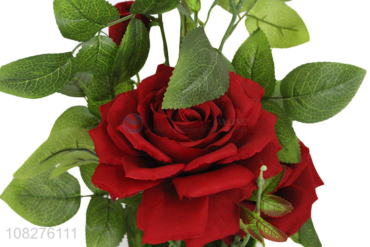 Hot selling realistic artificial queen rose flowers for home office decor