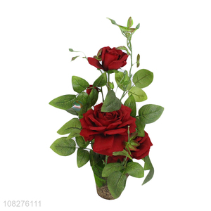 Hot selling realistic artificial queen rose flowers for home office decor