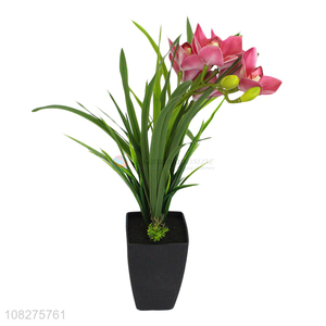 New arrival artificial flowers fake cymbidium in pots table centerpieces