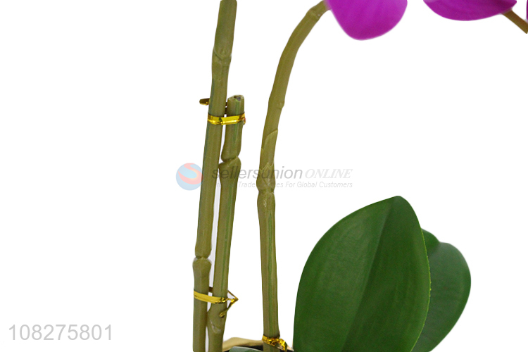 High quality artificial flowers faux plants realistic orchid in gold pot