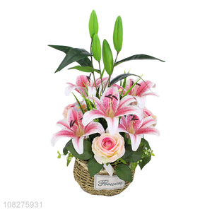 Yiwu market realistic flowers fake flowers artificial flowers in basket