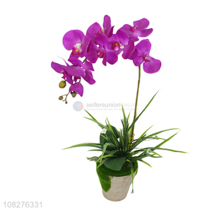 Yiwu market artificial orchid flowers in pot for home office decoration