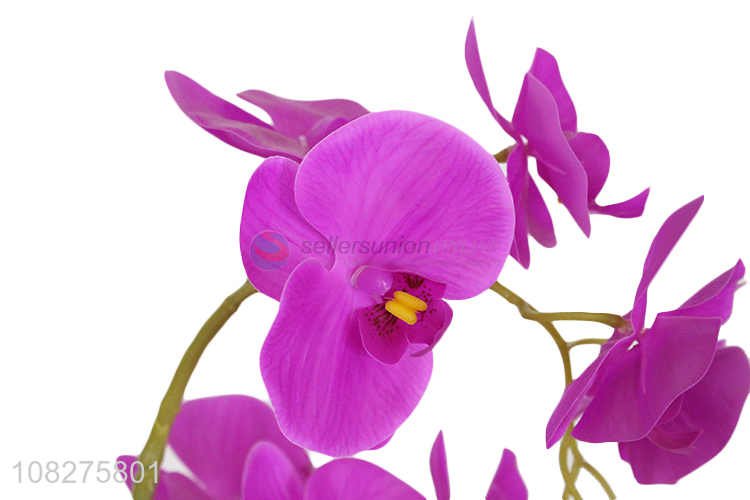 High quality artificial flowers faux plants realistic orchid in gold pot