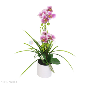 Factory wholesale realistic orchid artificial orchid flowers in plastic pot