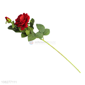 Low price 2heads natural artificial rose flower with top quality