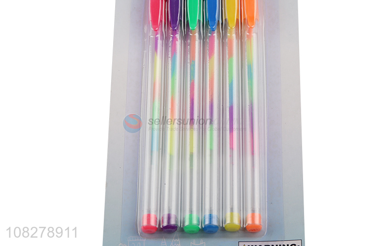 China imports 6 pieces rainbow gel ink pens for kids art drawing