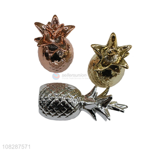 China supplier ceramic pineapple figurines metallic fruit statues