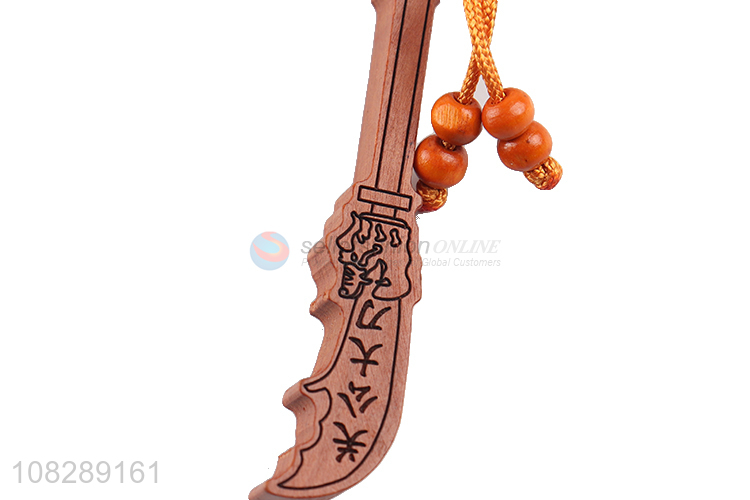 Popular products sword shape wooden keychain for daily use