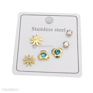 China supplier trendy piercing stainless steel stud earrings set