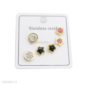 Wholesale stainless steel round flower cartilage stud earrings