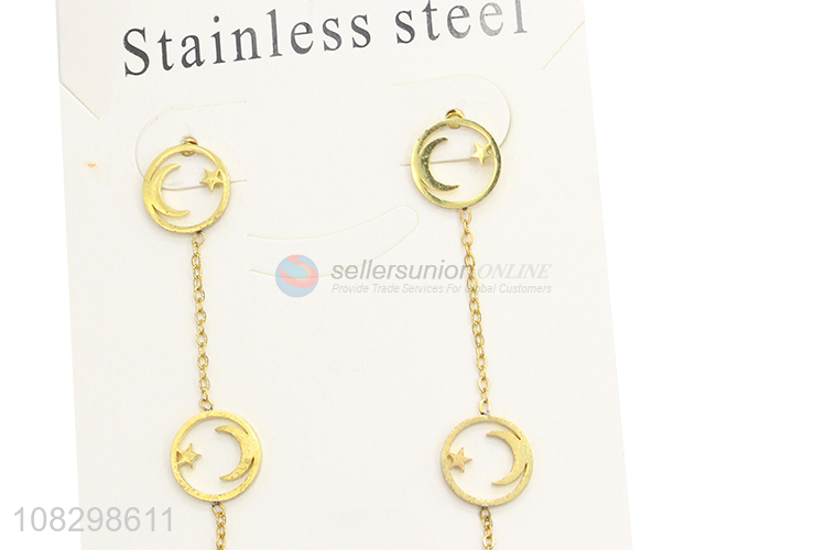 Hot selling stainless steel drop earrings dangle chain earrings