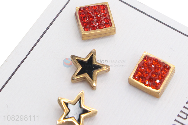 Latest design stainless steel stone paved studs earrings set