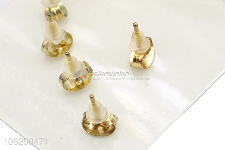 Wholesale Stainless Steel Ear Stud Golden Earrings Set