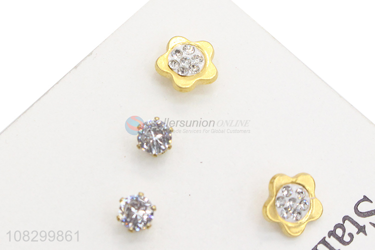 Top Quality Fashion Stainless Steel Stud Earrings Ear Stud Set