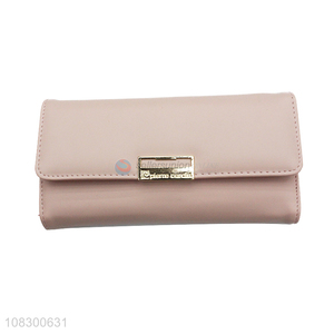 Good quality pu leather long wallets trifold  clutch wallet