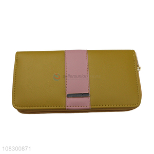 China supplier pu leather zip around wallet card organizer