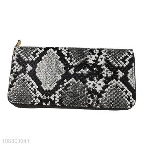 Wholesale snake skin clutch wallet pu leather long wallet