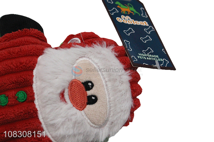 Bottom price santa claus stuffed dog chew teething toy