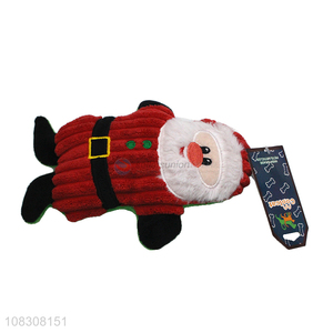 Bottom price santa claus stuffed dog chew teething toy