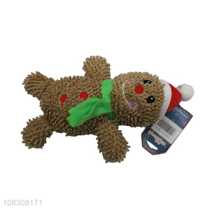 New design gingerbread man stuffed squeaky dog toy for puppy