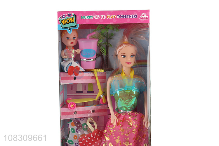 High quality girls play house toy beauty doll set for sale