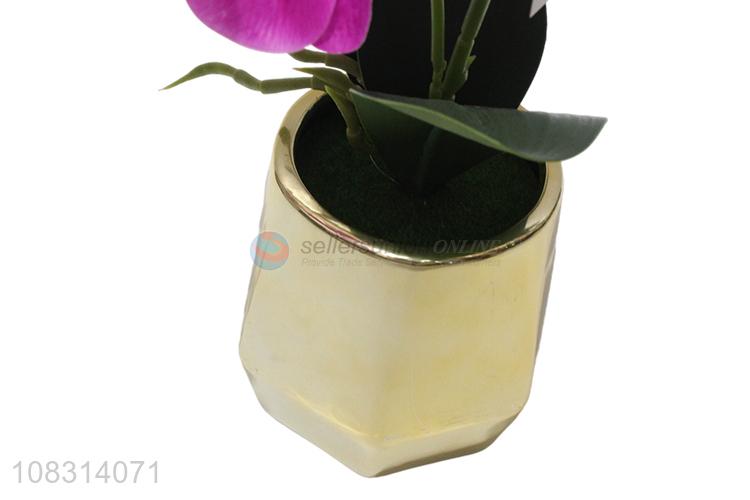 Best price natural plastic artificial flower bonsai with ceramic pot