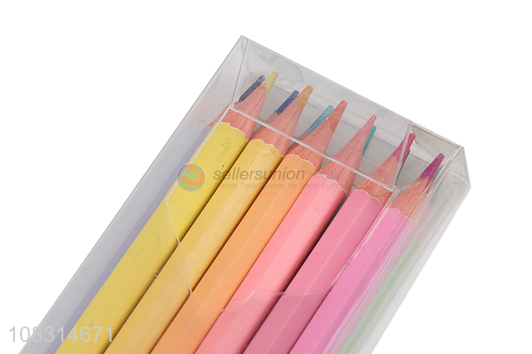 Hot selling 10 colors wooden colored pencils kids stationery