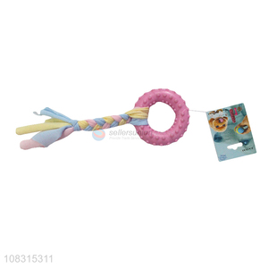 Custom Tpr Circle Molar Chew Toy With Colorful Rope For Pet