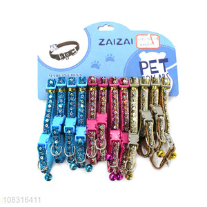 Custom Glitter Pet Collars With Bells Fashion Pet Supplies