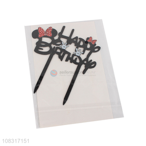 Factory wholesale black happy birthday letter cake topper